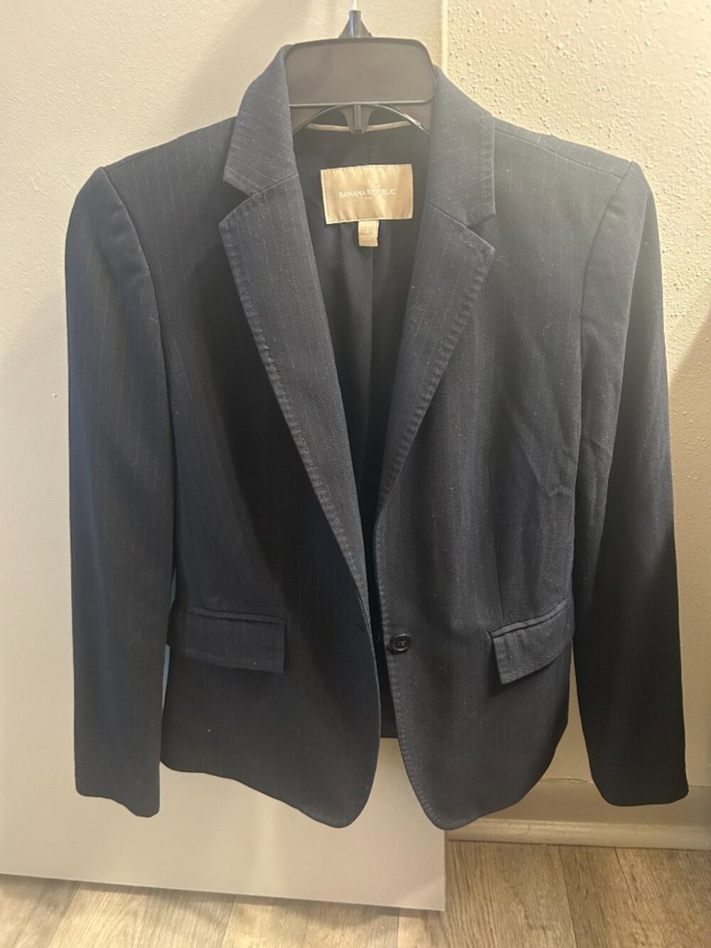 Banana Republic Navy Pinstripe Blazer and Skirt Set